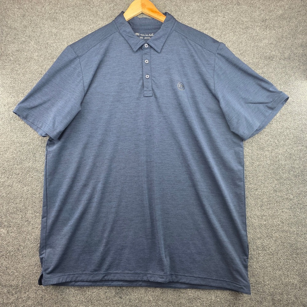 Travis Mathew XXL Polo Shirt Navy Blue Heather Short Sleeve Performance Golf